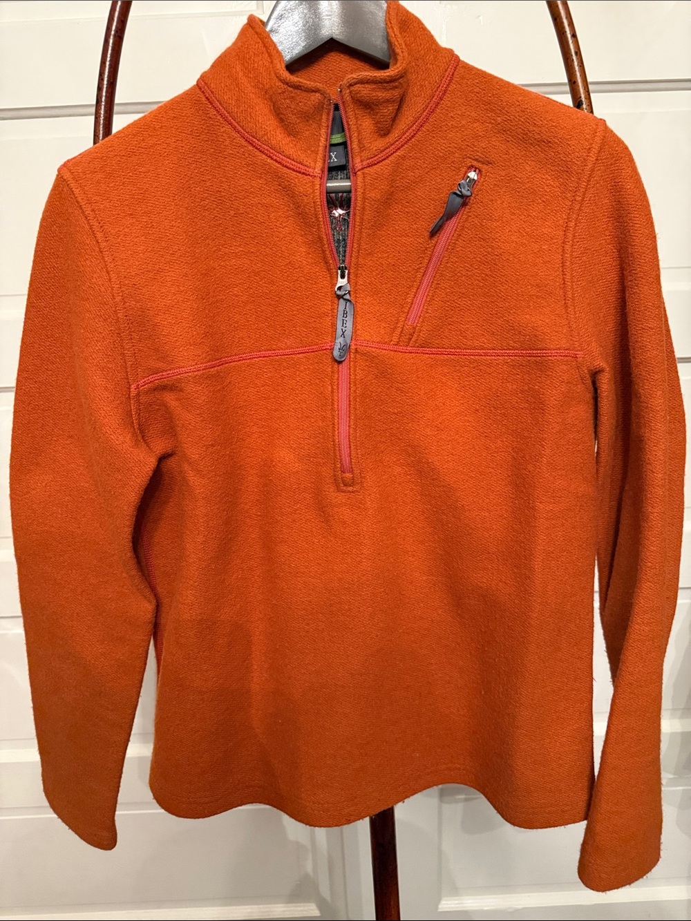 IBEX 100% Merino Wool Quarter Zip Pullover Orange Women’s S Hiking Sweater